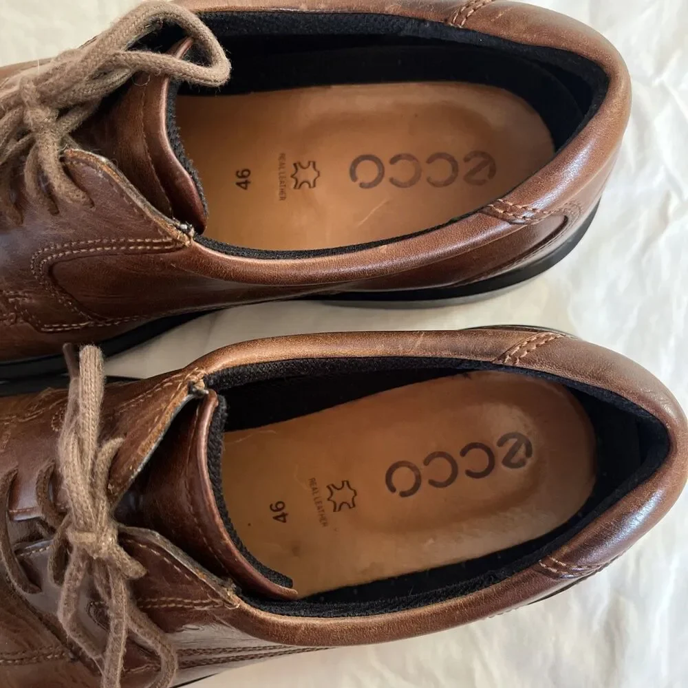 ECCO Helsinki 2 Men's Leather Bike-Toe Derby Shoe, Brown- Size US 12